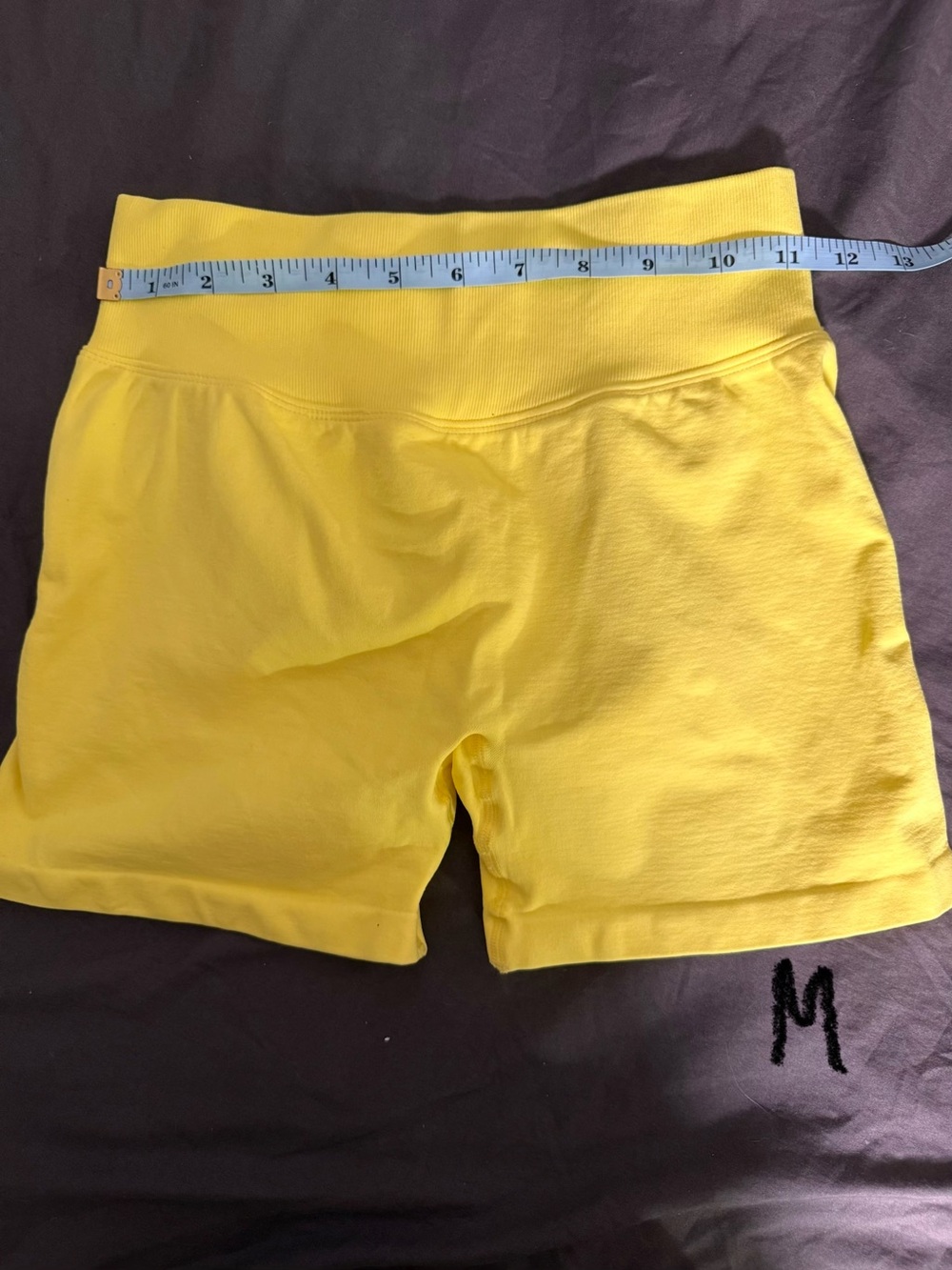 High-Waist Yellow Athletic Compression Shorts by - Picture 8 of 10
